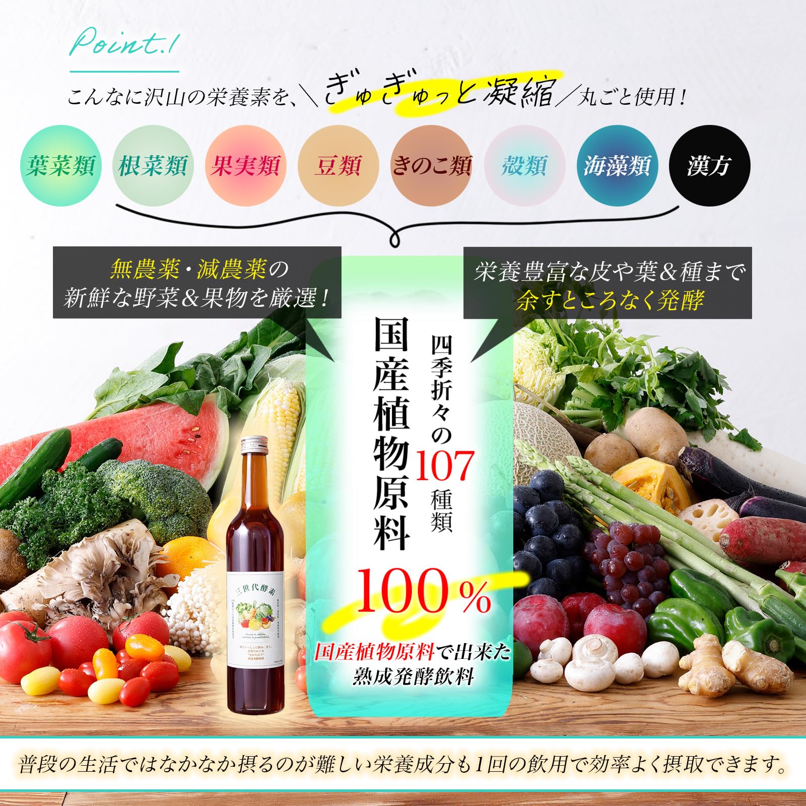 Amazon | 三世代酵素 酵素ドリンク 500ml 107種素材 ポリフェノール 腸